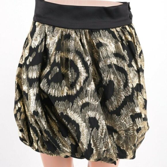 Zara Womens Metallic Gold Black Bubble Mini Skirt - Picture 2 of 8